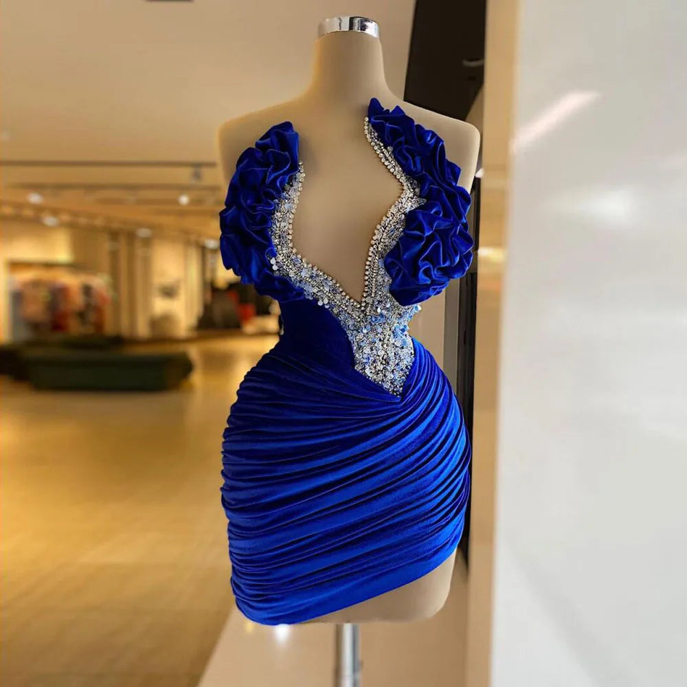 Velour Evening Dresses 2023 Women V-Neck Strapless Mermaid Prom Gowns Elegant Beading Custom Blue Party Dress Robes De Soiree Glittery Long Formal Velour Evening Dresses 2023 Women V-Neck Strapless Mermaid Prom Gowns Elegant Beading Custom Blue Party Dress Robes De Soiree Glittery Long Formal