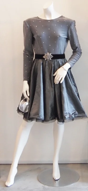 SLATE SILVER EDGY STUDDED FULL SKIRTED VINTAGE EVENING DRESS Tunics Spring floral