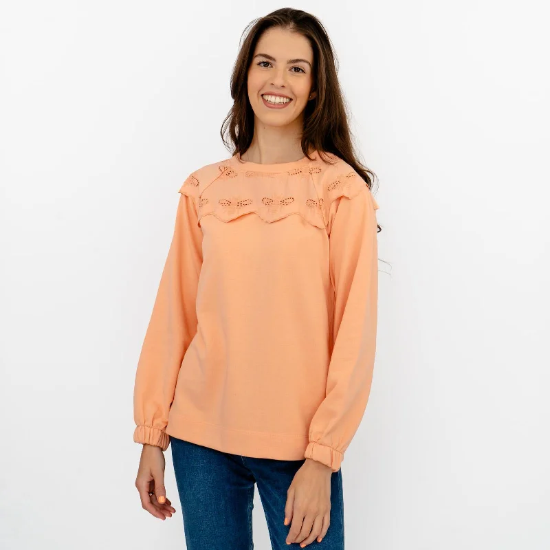 Joules Orange Jumper Sweatshirt Brinley Bees Embroidery Hoodie with Puffed Sleeves Voluminous Trendy Joules Orange Jumper Sweatshirt Brinley Bees Embroidery Hoodie with Puffed Sleeves Voluminous Trendy