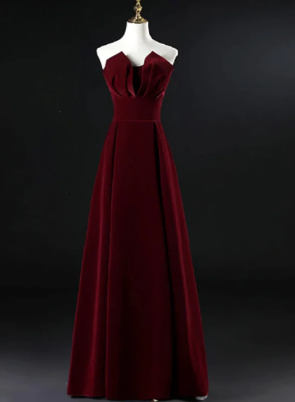 Wine Red Velvet Floor Length Long Prom Dress, Dark Red Party Dress Tunics Gym athletic Wine Red Velvet Floor Length Long Prom Dress, Dark Red Party Dress Tunics Gym athletic