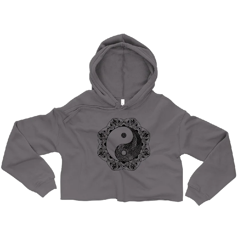 Yinyang Mandala Graphic Crop Hoodie Hoodie with Neon Bright Vibrant