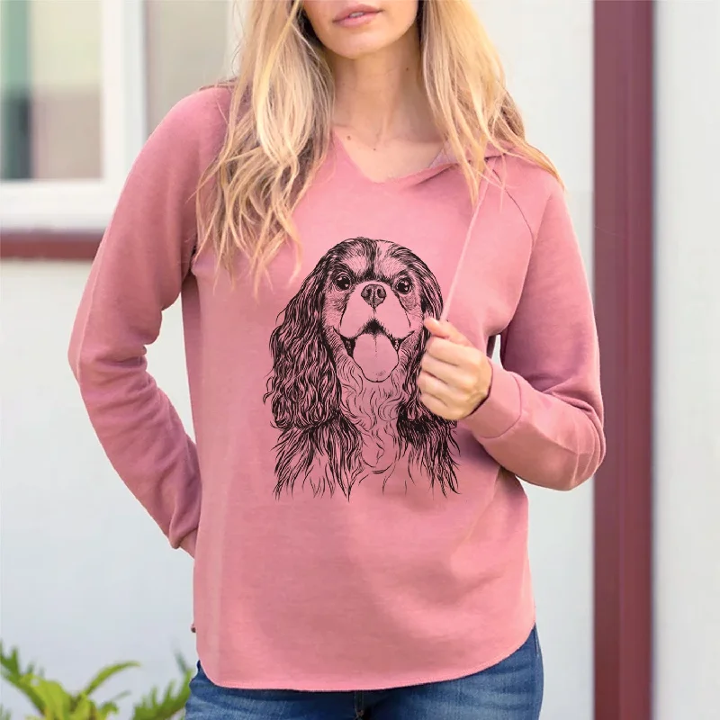 Bare Brandy the Cavalier King Charles Spaniel - Cali Wave Hooded Sweatshirt Hoodie with Zipper Placket Modern Functional Bare Brandy the Cavalier King Charles Spaniel - Cali Wave Hooded Sweatshirt Hoodie with Zipper Placket Modern Functional