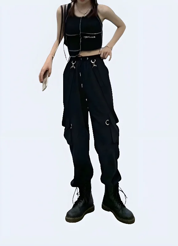 Women's Cargo Pants With Straps Casual Skinny Fit Pants