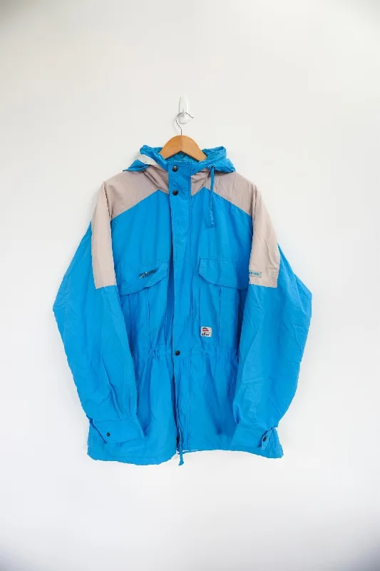Elko Light Blue Vintage Ski Jacket Stand-Up Collar Roll-Neck Collar Turtle Neck