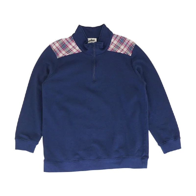 Navy Solid 1/4 Zip Pullover Honey Neck Pullover