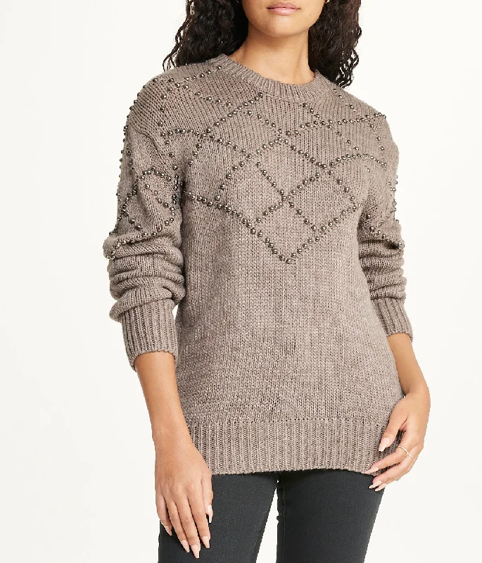Embellished Pattern Pullover Angora Wool Cozy