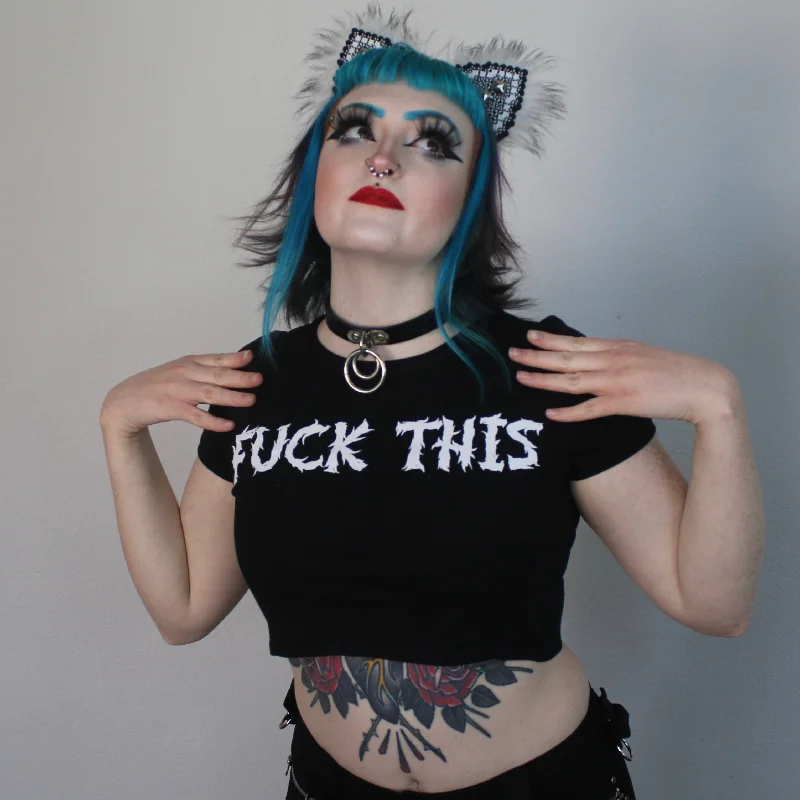 Vampire Freaks - F*ck This Crop Top Sequined Glittery Shiny