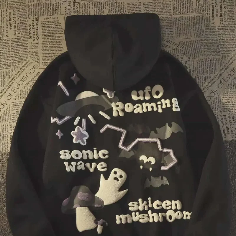 American 3D Bat Ghost Hooded Sweater Hooded Sweater Collared Sweater Shawl Collar