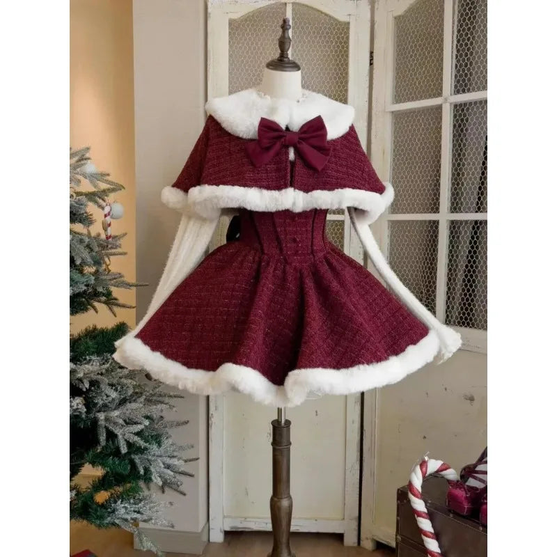 TAVIMART - Christmas New Year 3 Piece Set Sweet Lolita Style Dress Sets Womens Elegant Chic Bow Plush Shawl Short Jackets Mini Skirts Suit Nylon Jacket Polyester Jacket Spandex Jacket TAVIMART - Christmas New Year 3 Piece Set Sweet Lolita Style Dress Sets Womens Elegant Chic Bow Plush Shawl Short Jackets Mini Skirts Suit Nylon Jacket Polyester Jacket Spandex Jacket
