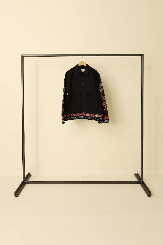jonnlynx PINE TREE EMBROIDERY JACKET Satin Jacket Silk Jacket Chiffon Jacket