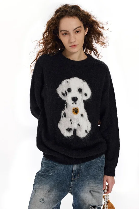 Dalmatian Puppy Knit Sweater Hooded Sweater Collared Sweater Shawl Collar