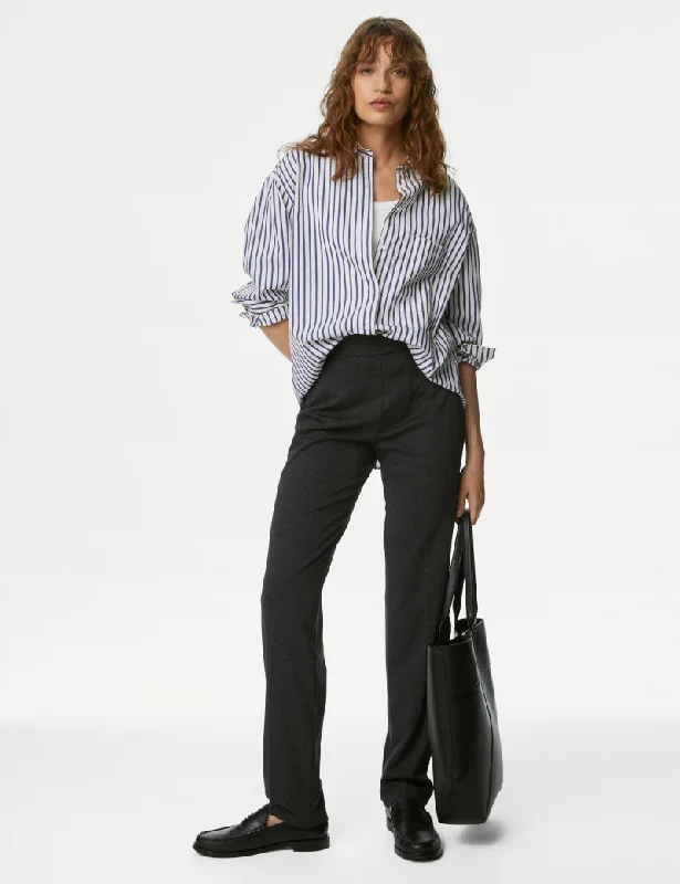 Jersey Straight Leg Trousers with Stretch Trousers Bridal Satin