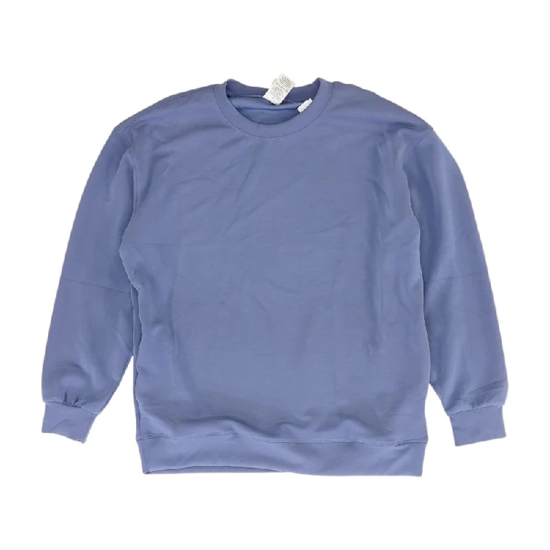 Blue Solid Active Pullover Elbow Length Sleeve