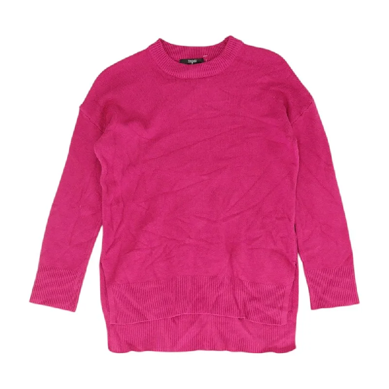 Pink Solid Pullover Sweater Short Sleeve Top