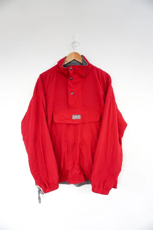 Red Classic Vintage Ski Jacket Anorak Shell Jacket Lightweight Jacket