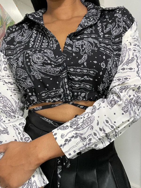 Paisley Crop Top Anti-Pilling Machine Wash Handmade
