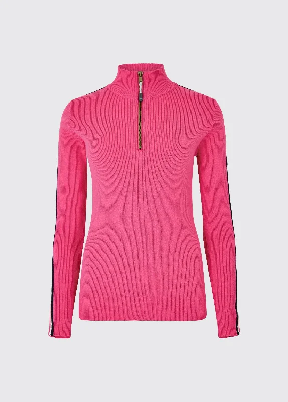 Killglass Zip Neck Sweater - Cerise Nylon Fabric Polyester Fabric Spandex Fabric