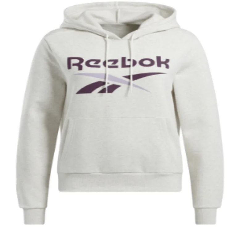 Women's Reebok Identity Big Logo Fleece Pullover Hoodie Batwing Sleeve Top