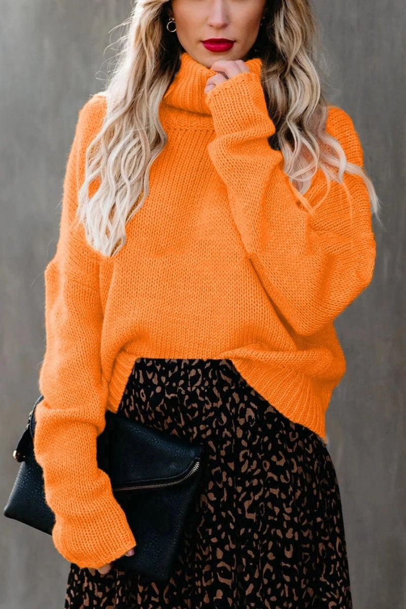 2 Colors - Open Back Turtleneck Sweaters Polka Dot Checkered Tartan