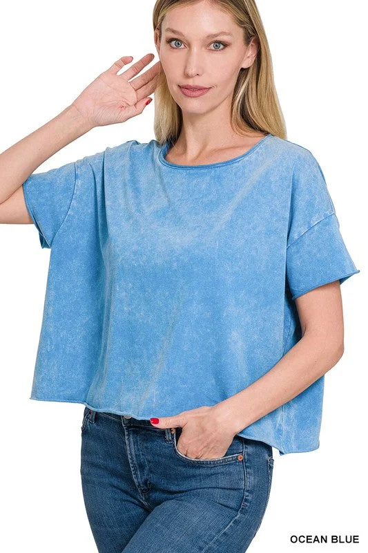 Acid Wash Raw Edge Short Sleeve Crop Top Faux Fur Fabric Real Fur Fabric Shearling Fabric Acid Wash Raw Edge Short Sleeve Crop Top Faux Fur Fabric Real Fur Fabric Shearling Fabric