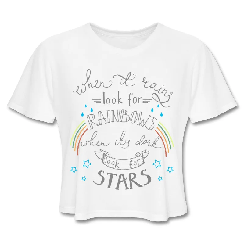 Rainbows And Stars Crop Top Terry Blend Velvet Blend Canvas Blend
