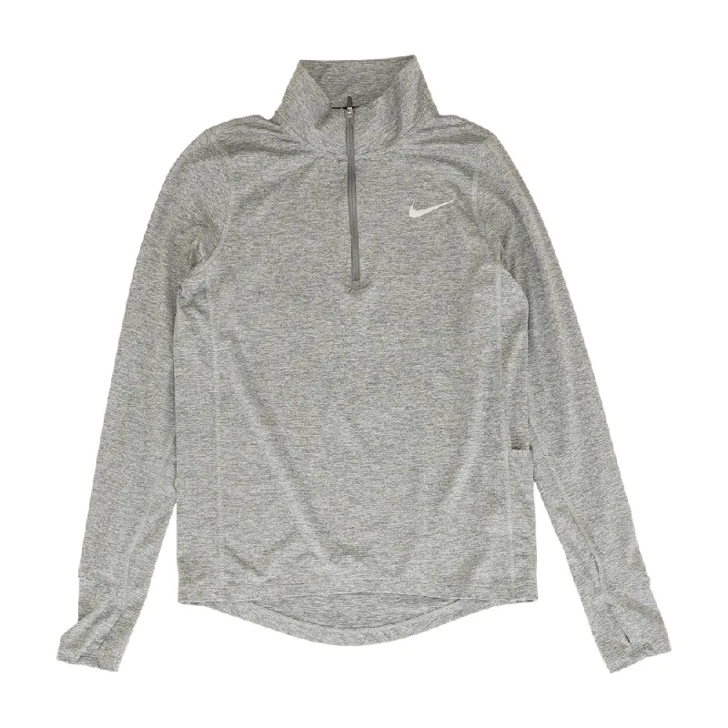 Gray Solid 1/4 Zip Pullover Scalloped Neck Pullover
