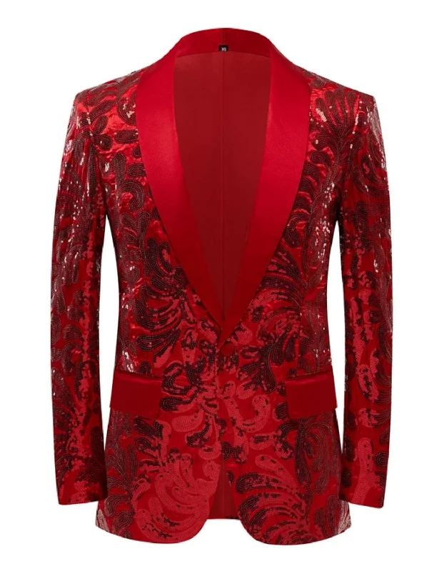 Red Gold Green Men's Tailored Fit Single Breasted One-button Sequins Party Jacket Rayon Jacket Velvet Jacket Corduroy Jacket Red Gold Green Men's Tailored Fit Single Breasted One-button Sequins Party Jacket Rayon Jacket Velvet Jacket Corduroy Jacket