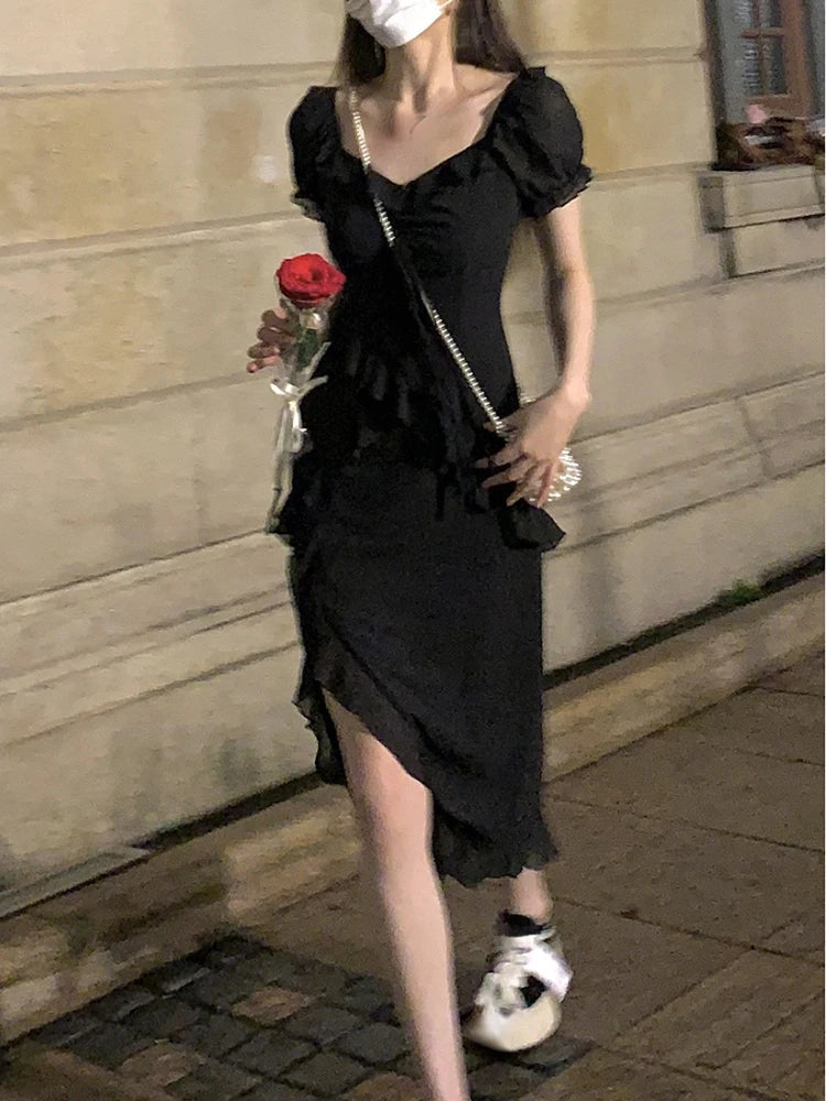 Black midi dress