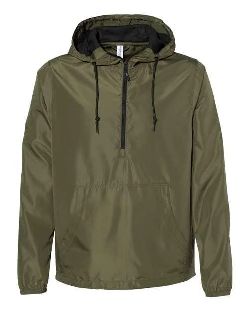 Independent Trading Co. Lightweight Quarter-Zip Windbreaker Pullover Jacket EXP54LWP Cold Shoulder Design Independent Trading Co. Lightweight Quarter-Zip Windbreaker Pullover Jacket EXP54LWP Cold Shoulder Design