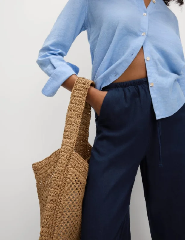 Linen Blend Wide Leg Trousers Trousers sophisticated sleek