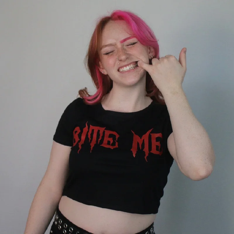 Vampire Freaks - Bite Me Crop Top Embroidered Appliqued Beaded
