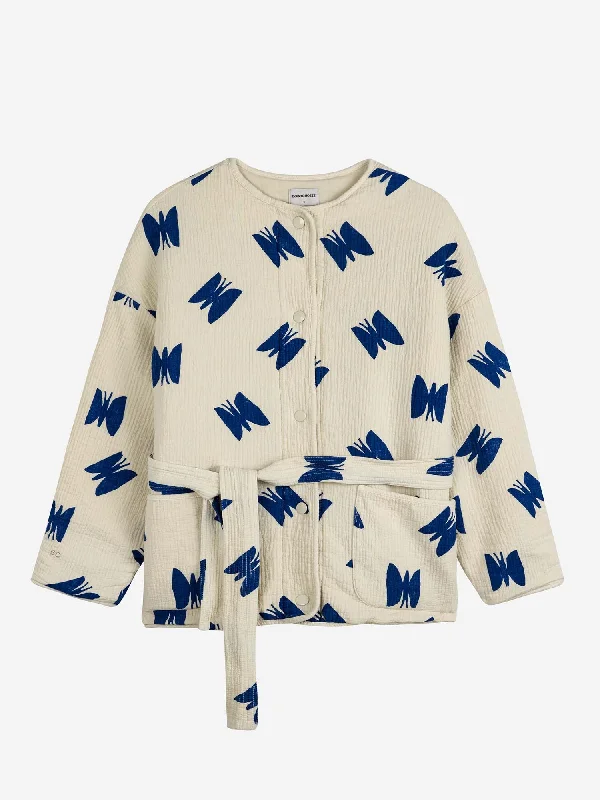 Butterfly Print Padded Jacket Snapped Jacket Toggled Jacket Drawstring Jacket