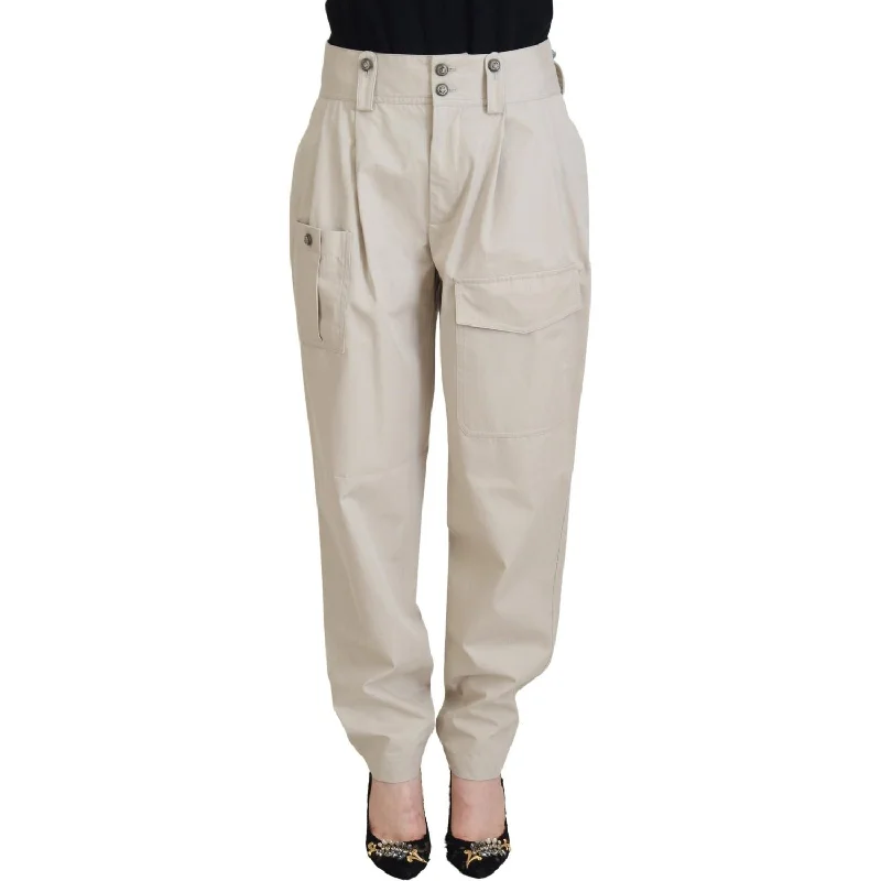 Dolce & Gabbana Elegant Beige Cotton Trousers Trousers practical easy-care