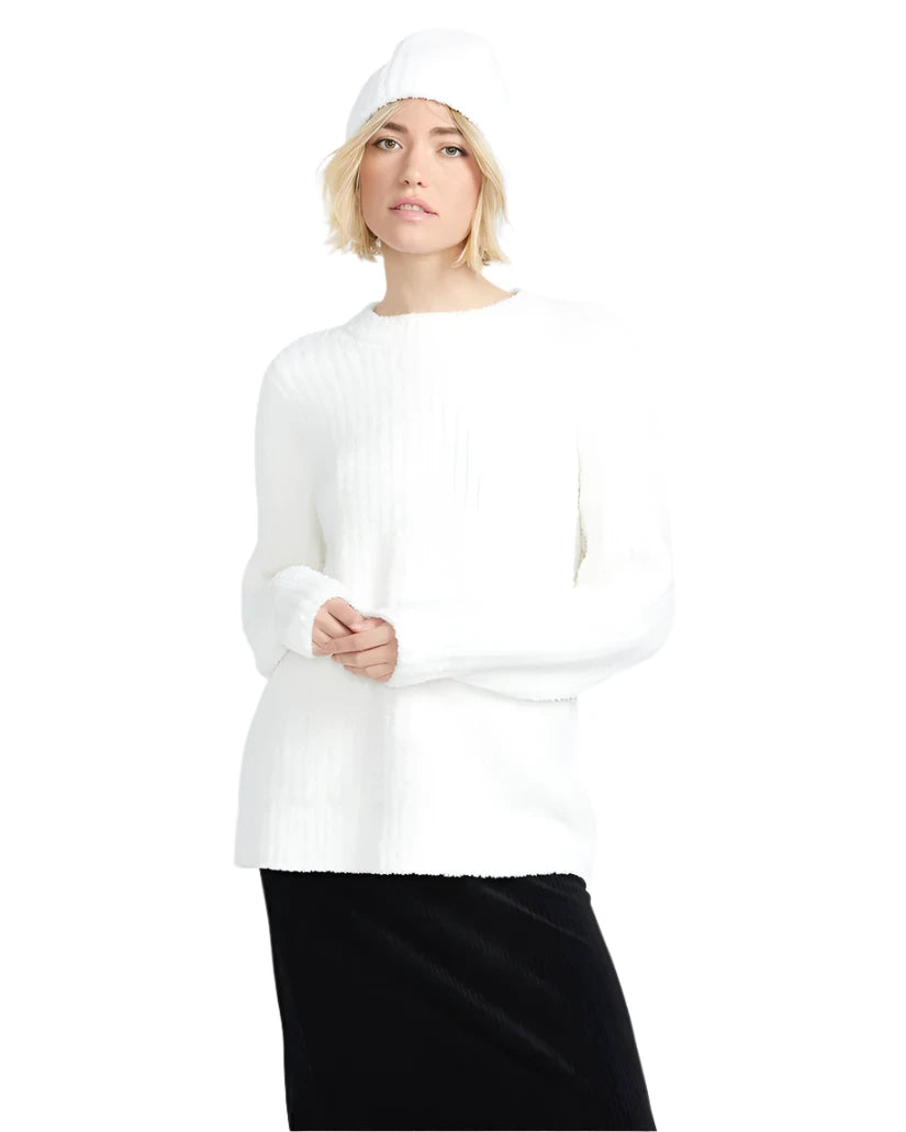 VOLCOM Women's Lil Softie Knit Sweater Star White Plaid Sweater Polka Dot Checkered