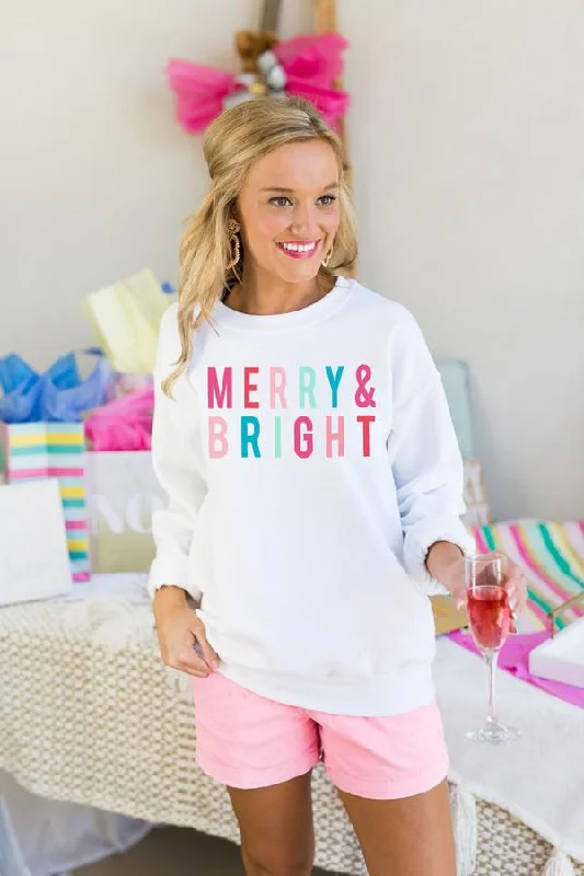 Gameday Couture The "Merry & Bright" Soft Crew Fleece Pullover Bell Sleeve Stylish
