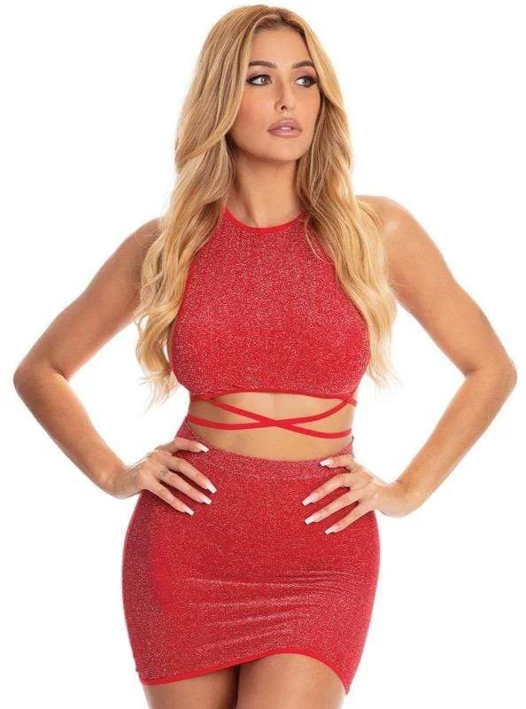 Red Midnight Sun Sparkle Halter Crop Top & Mini Skirt Set (Black also available) Embroidered Appliqued Beaded Red Midnight Sun Sparkle Halter Crop Top & Mini Skirt Set (Black also available) Embroidered Appliqued Beaded