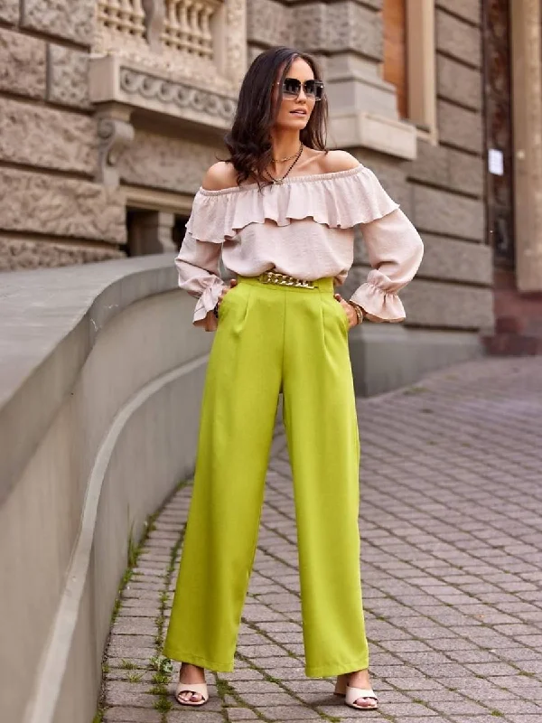 Trousers Roco Fashion Trousers Low Rise Relaxed