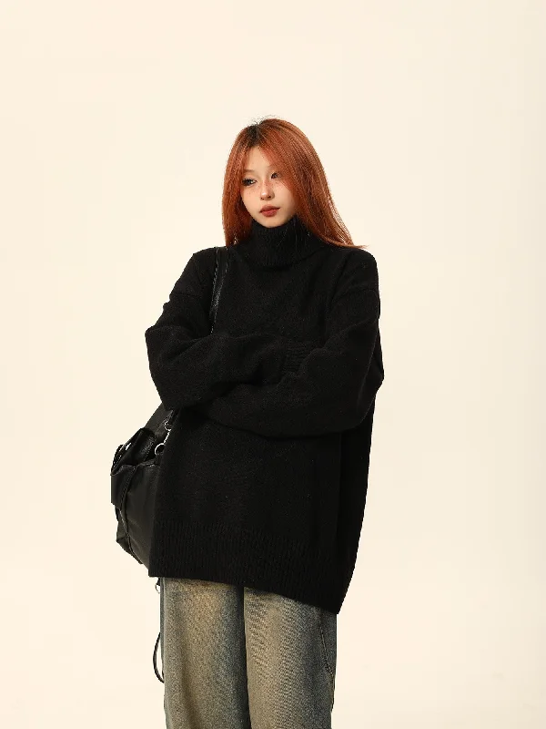 Classic Turtleneck Knit Sweater Fleece Sweater Nylon Polyester