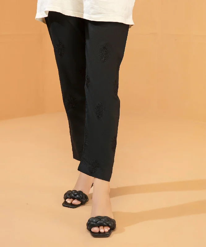 Embroidered Black Trouser - LTE 431 Trousers Polka Dot Cute