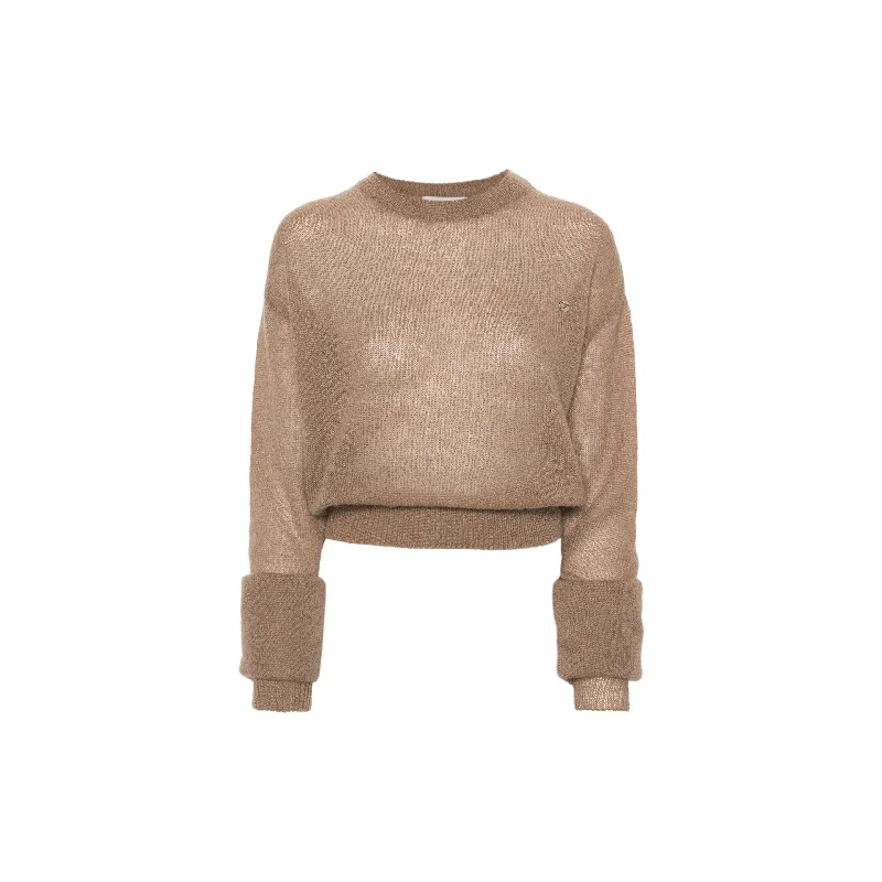 Knotted Sleeves Sweater (Light Brown) Elegant Classic Vintage