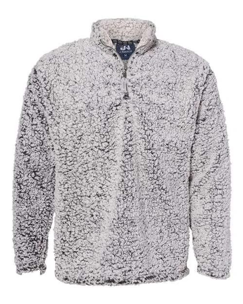 J. America Sherpa Quarter-Zip Pullover 8454 Short Puff Sleeve