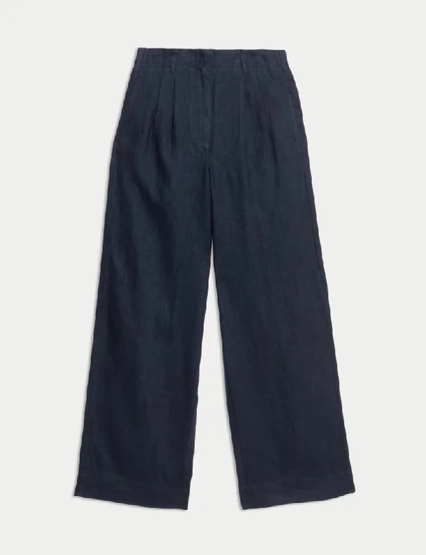Pure Linen Wide Leg Trousers Trousers stylish modern