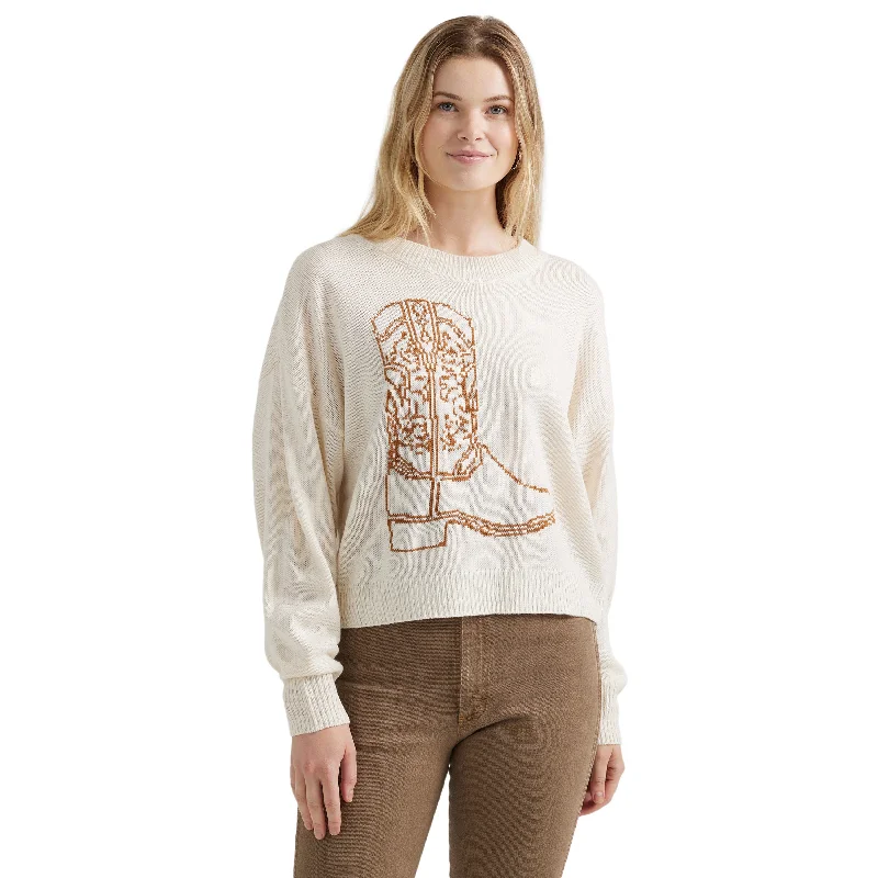 Wrangler Retro Women's Embroidered Boot Sweater Denim Fabric Leather Fabric Suede Fabric