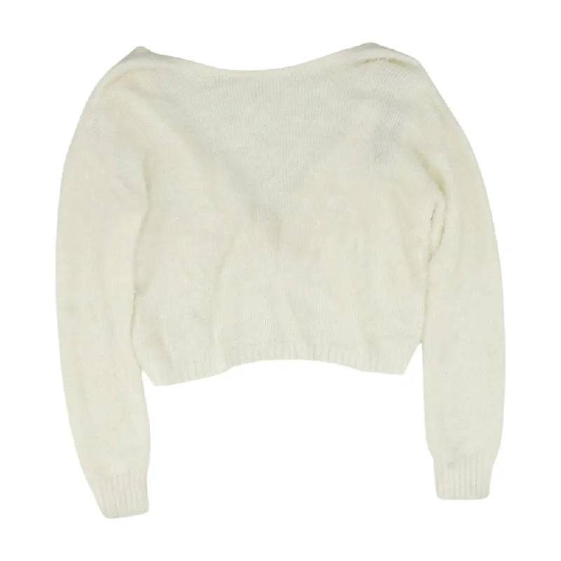 Ivory Solid Pullover Sweater Long Sleeve Pullover