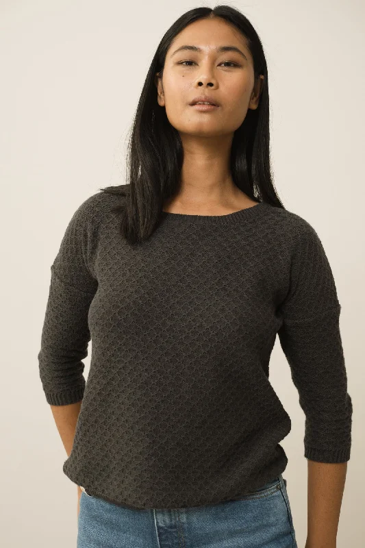 Hadi Organic Cotton Sweater In Black Welt Pockets Slit Pockets Flap Pockets
