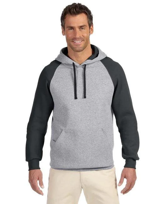 Jerzees Adult 8 oz. NuBlend Colorblock Raglan Pullover Hooded Sweatshirt 96CR Tapered Sleeve Pullover Jerzees Adult 8 oz. NuBlend Colorblock Raglan Pullover Hooded Sweatshirt 96CR Tapered Sleeve Pullover