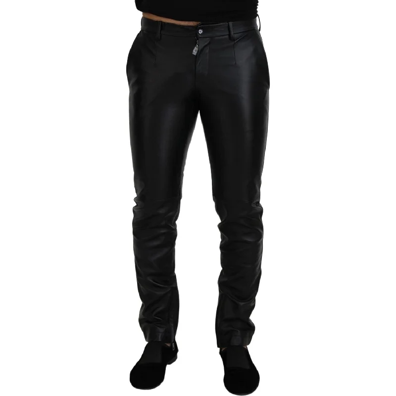 Dolce & Gabbana Elegant Black Agnello Trousers for Men Trousers fashionable trendy
