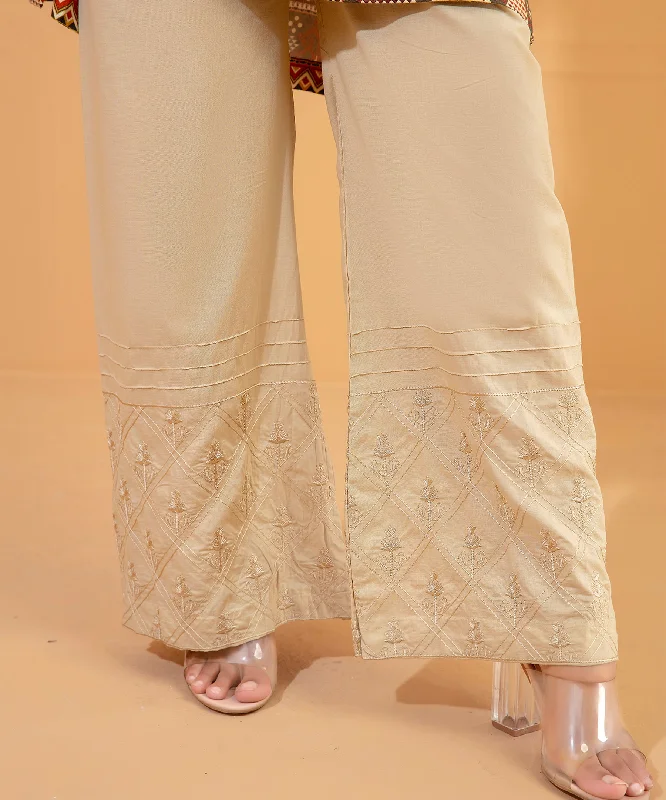 Embroidered Beige Trouser - LTE 433 Trousers Striped Patterned