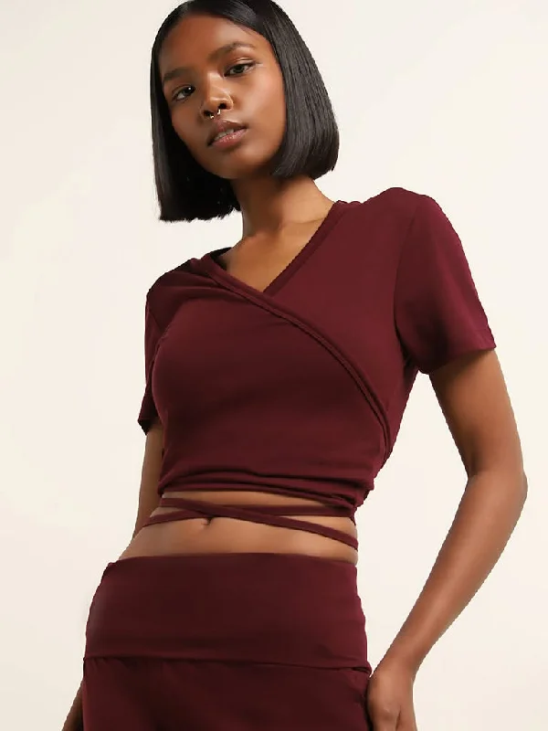 Superstar Dark Brown Crop Top Cashmere Blend Cotton Blend Poly Blend
