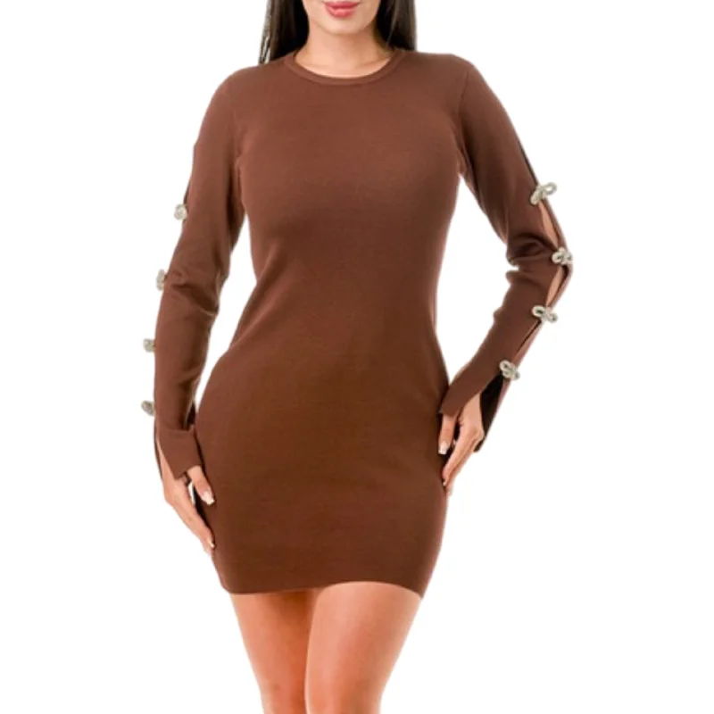 Embellish heart long sleeve sweater dress Jersey Fabric Tulle Fabric Batik Fabric
